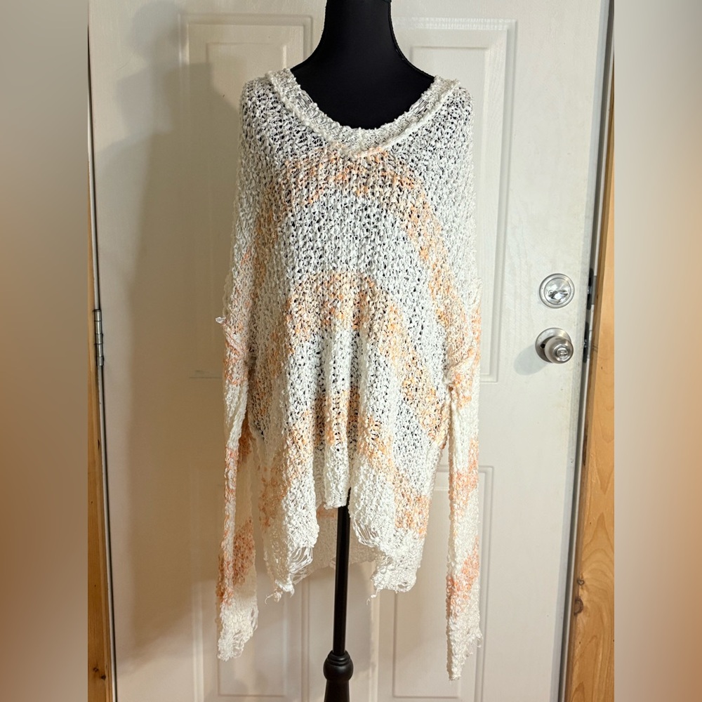 POL Crochet peach and white Oversized Comfy Sweater NWT size Medium - Picture 4 of 15